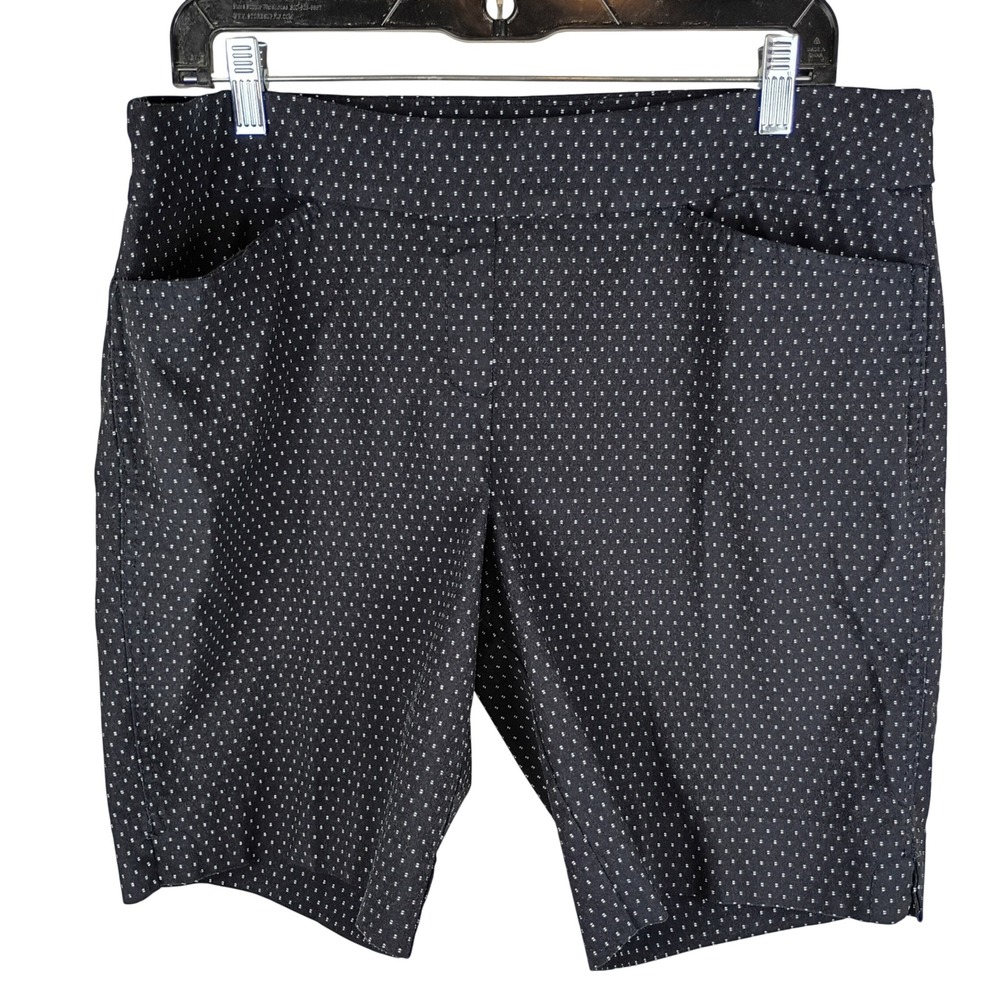 Hilary Radley Womens XL Black White Polka Dot Bermuda Shorts D3994-E1246 Pull On